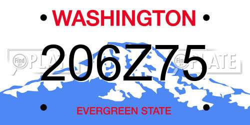 206Z75 Washington License Plate