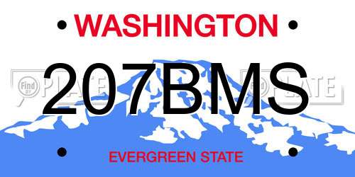 207BMS Washington License Plate