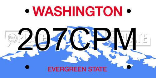207CPM Washington License Plate