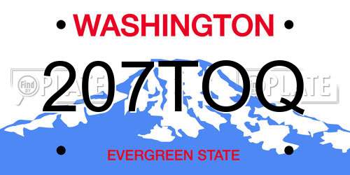207TOQ Washington License Plate