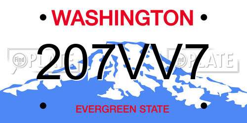 207VV7 Washington License Plate