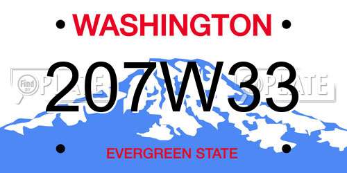 207W33 Washington License Plate