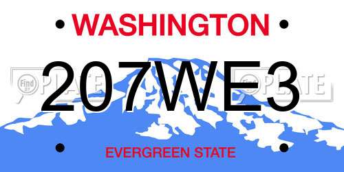 207WE3 Washington License Plate