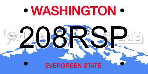 208RSP Washington License Plate