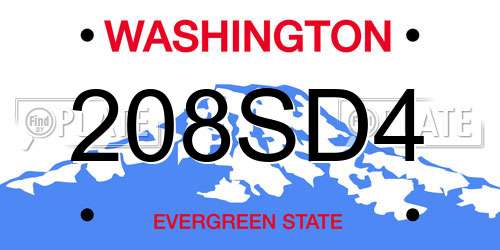 208SD4 Washington License Plate