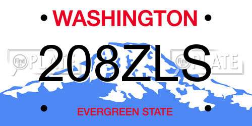 208ZLS Washington License Plate