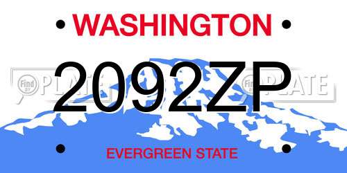 2092ZP Washington License Plate