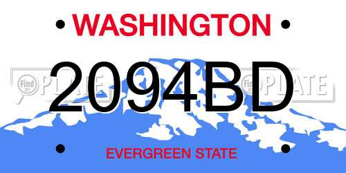 2094BD Washington License Plate