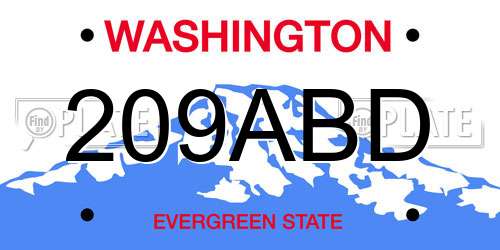 209ABD Washington License Plate