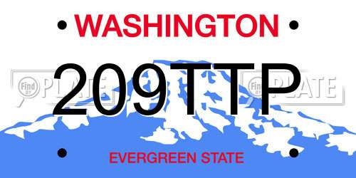 209TTP Washington License Plate