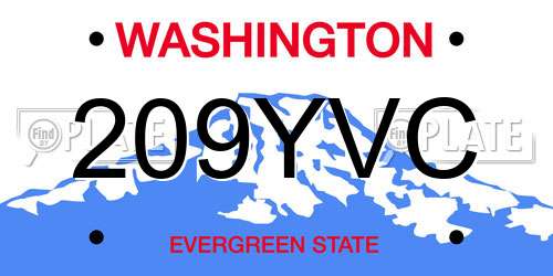 209YVC Washington License Plate