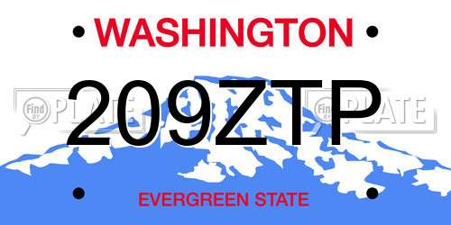 209ZTP Washington License Plate