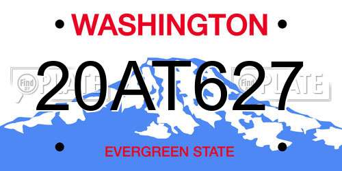 20AT627 Washington License Plate