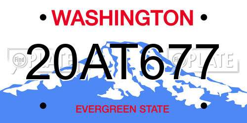 20AT677 Washington License Plate