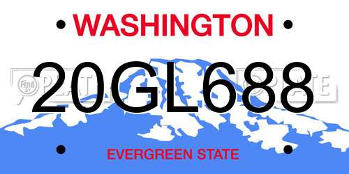 20GL688 Washington License Plate