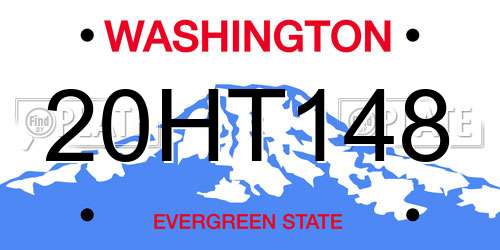 20HT148 Washington License Plate