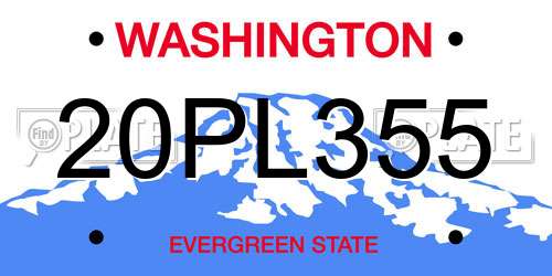 20PL355 Washington License Plate