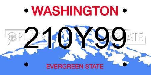 210Y99 Washington License Plate
