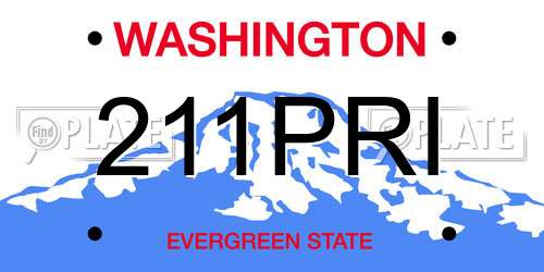 211PRI Washington License Plate