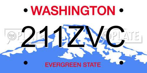 211ZVC Washington License Plate