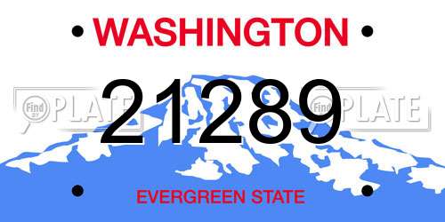 21289 Washington License Plate