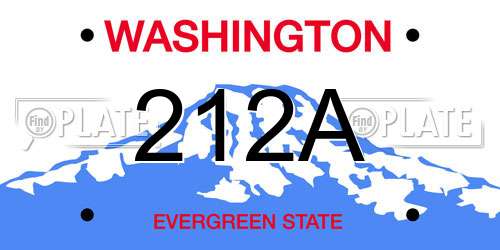 212A Washington License Plate