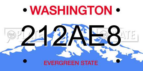 212AE8 Washington License Plate