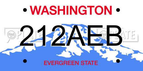 212AEB Washington License Plate