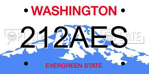 212AES Washington License Plate