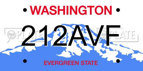 212AVF Washington License Plate