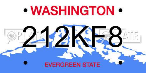 212KF8 Washington License Plate