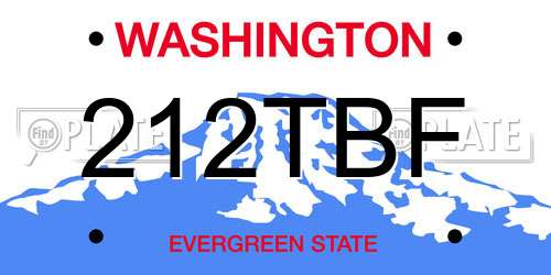212TBF Washington License Plate