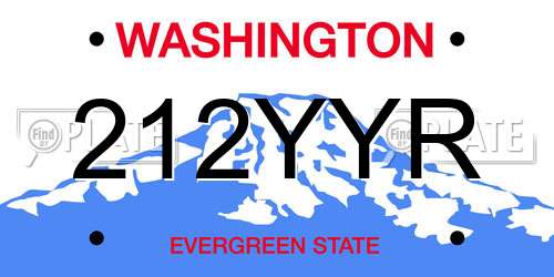 212YYR Washington License Plate