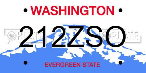 212ZSO Washington License Plate