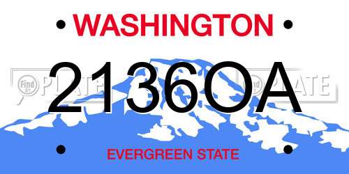 2136OA Washington License Plate