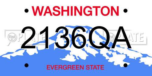 2136QA Washington License Plate