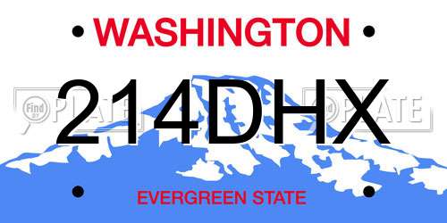 214DHX Washington License Plate