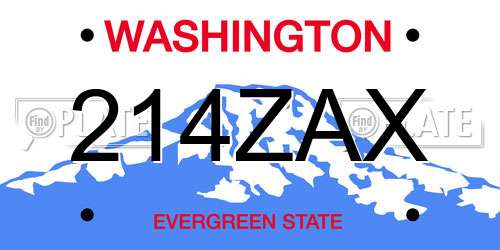 214ZAX Washington License Plate