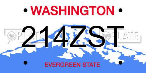 214ZST Washington License Plate