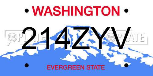 214ZYV Washington License Plate
