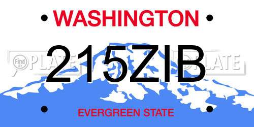 215ZIB Washington License Plate