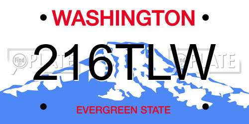 216TLW Washington License Plate