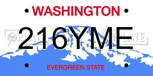 216YME Washington License Plate