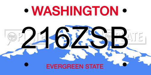 216ZSB Washington License Plate