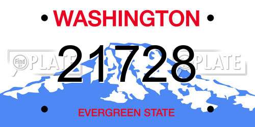 21728 Washington License Plate