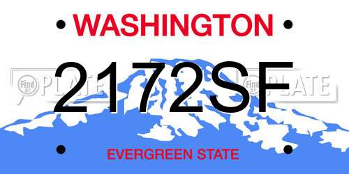 2172SF Washington License Plate