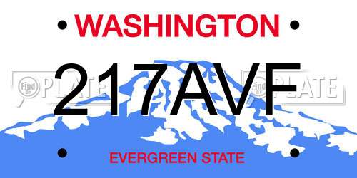 217AVF Washington License Plate