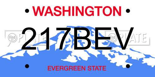 217BEV Washington License Plate