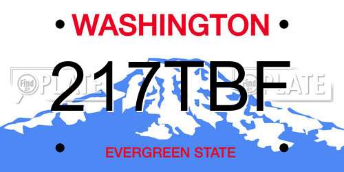 217TBF Washington License Plate