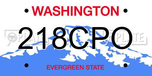 218CPO Washington License Plate